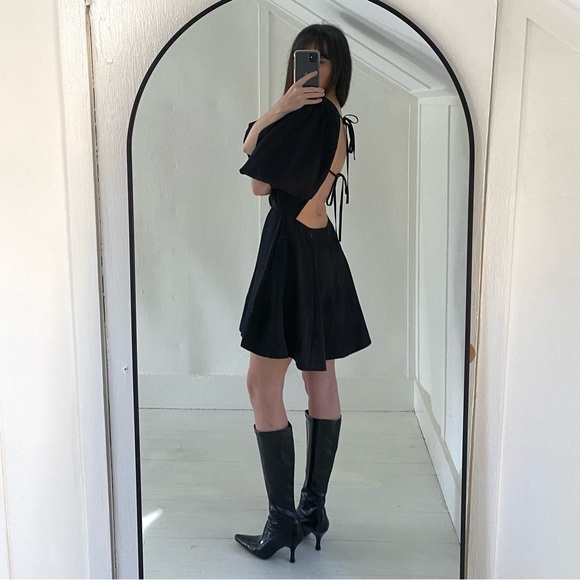The Femm Violet Open Back Puff Sleeve Mini Dress in Black NWT - Picture 5 of 13